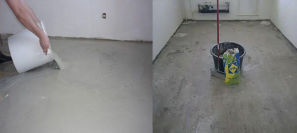 Состав выливается и разравнивается