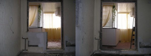 совмещенная лоджия с комнатой интерьер
